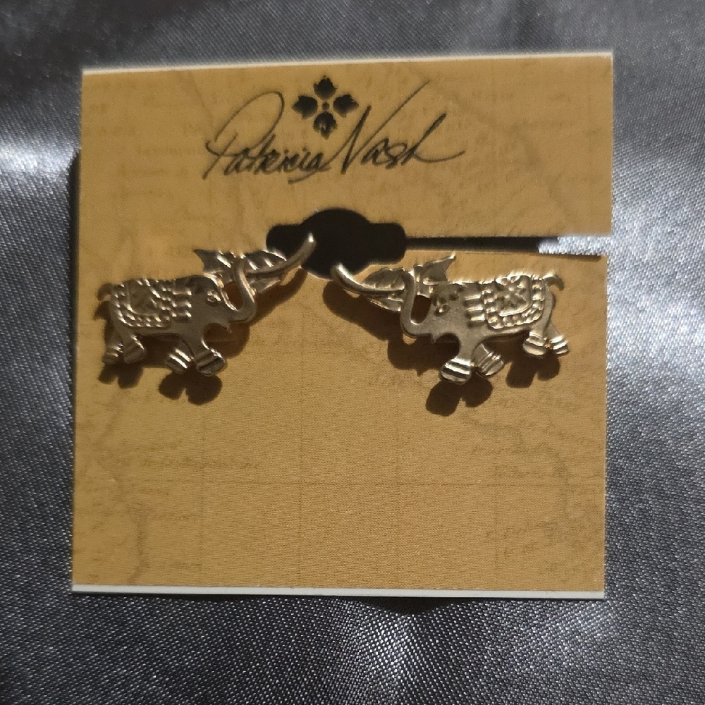 Patricia Nash Silver Elephant Stud‎ Earrings